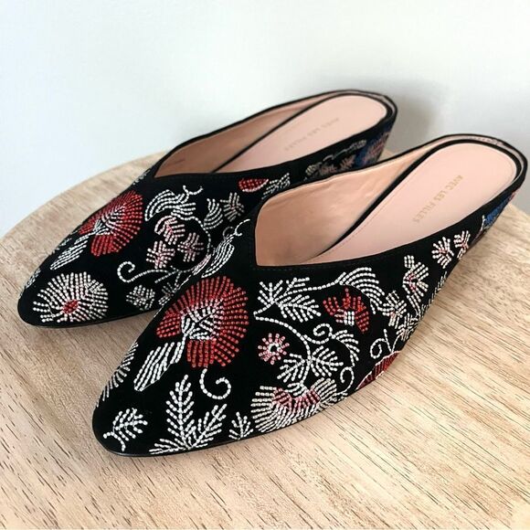 Avec Le Filles Bella Embroidered Low Wedge Mules Slip On NWOB - Picture 1 of 9